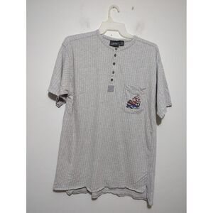 VTG Classic Looney Tunes Mens Embroidered Hip Hop 90s Pinstripe Gray Shirt Sz L